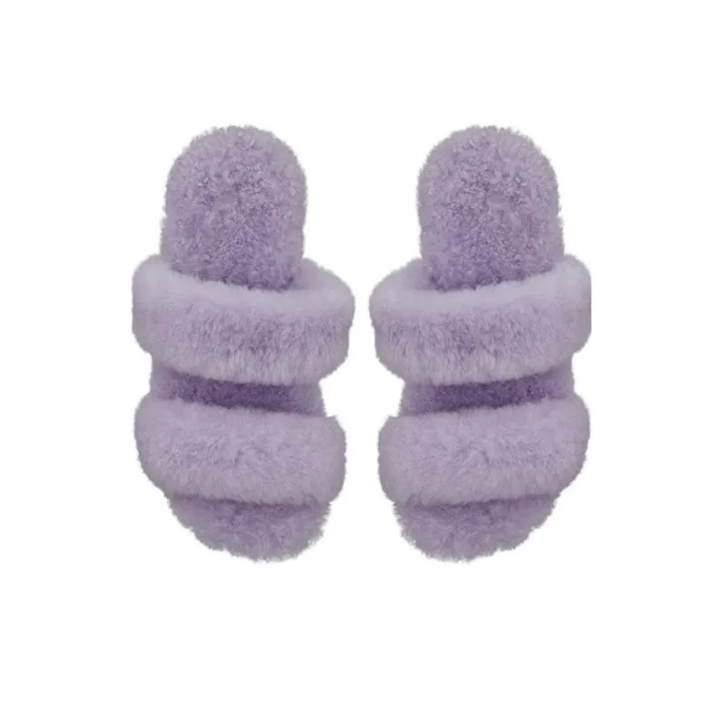 SAINT LAURENT Genuine Leather Sole Abrasion-Resistant Slide Slippers Men's Lilac-3