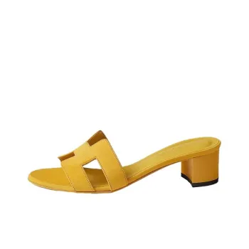 HERMES Oasis Rubber Sole Slide Slippers Women's Yellow