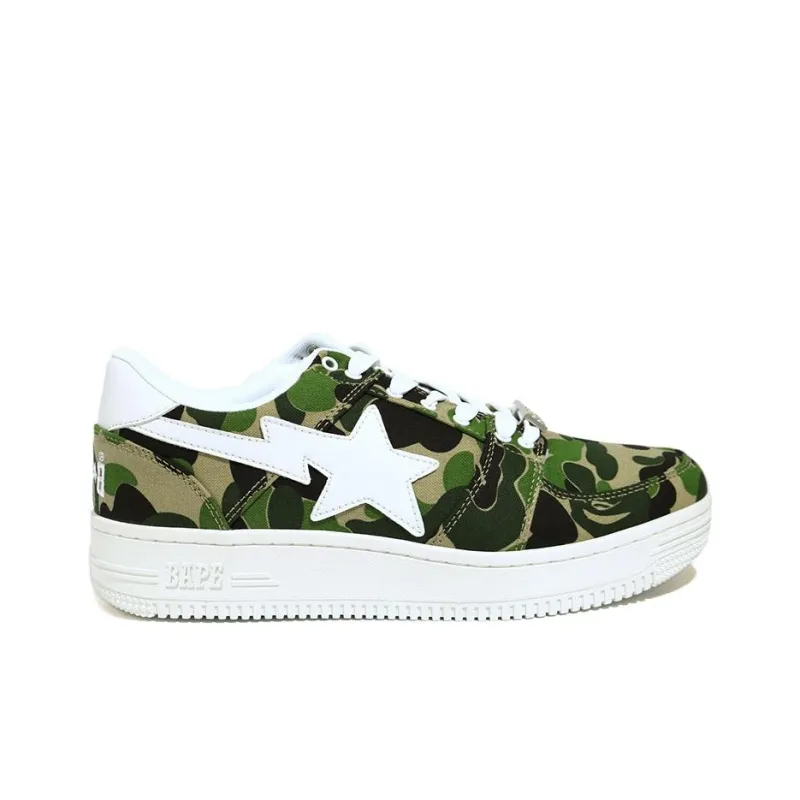 A BATHING APE ABC Camo Bape Sta Low Top Stylish Skateboarding Shoes Men's Green Camouflage-1