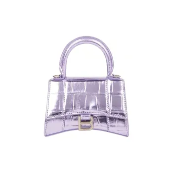 Balenciaga Hourglass Cow Leather Hourglass Bag Handbag Shoulder Bag Crossbody Bag Mini Women's Purple