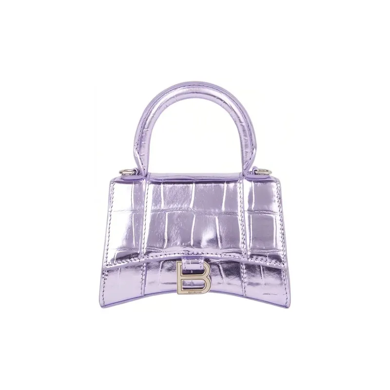 Balenciaga Hourglass Cow Leather Hourglass Bag Handbag Shoulder Bag Crossbody Bag Mini Women's Purple-0