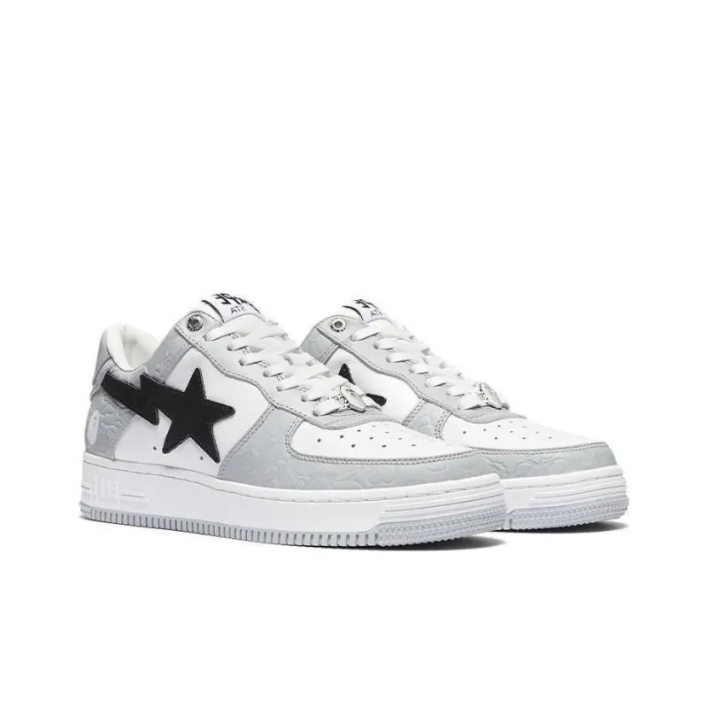 A BATHING APE STA Stylish Skateboarding Shoes Women's White Black-3