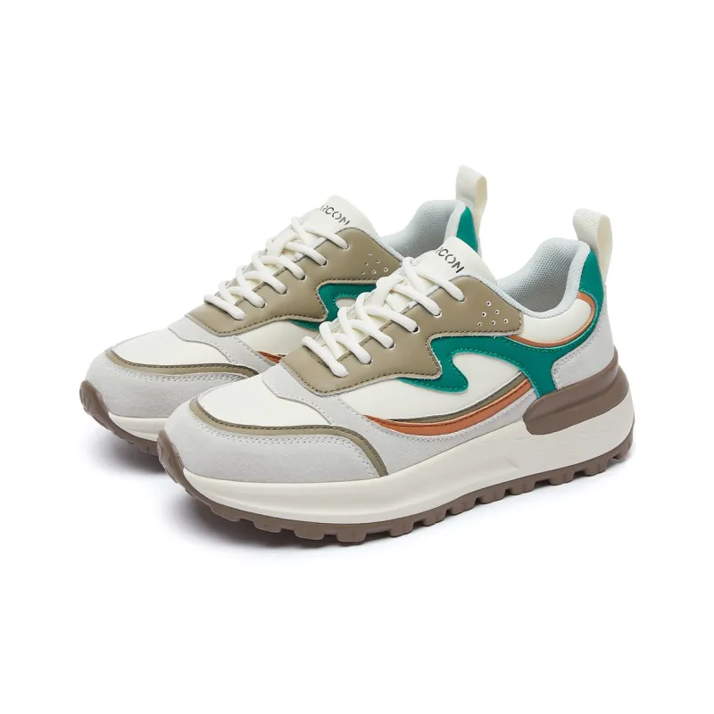 YEARCON Casual Shoes Women's Low Top White Gray/Dark Lake Green, Light Lotus Gray/Olive Brown-1