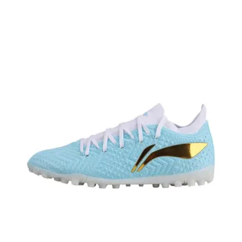 LiNing TF Rubber Broken Studs Artificial Ground Cushioning, Wear Resistant Soccer Shoes Men's Light Wax Blue