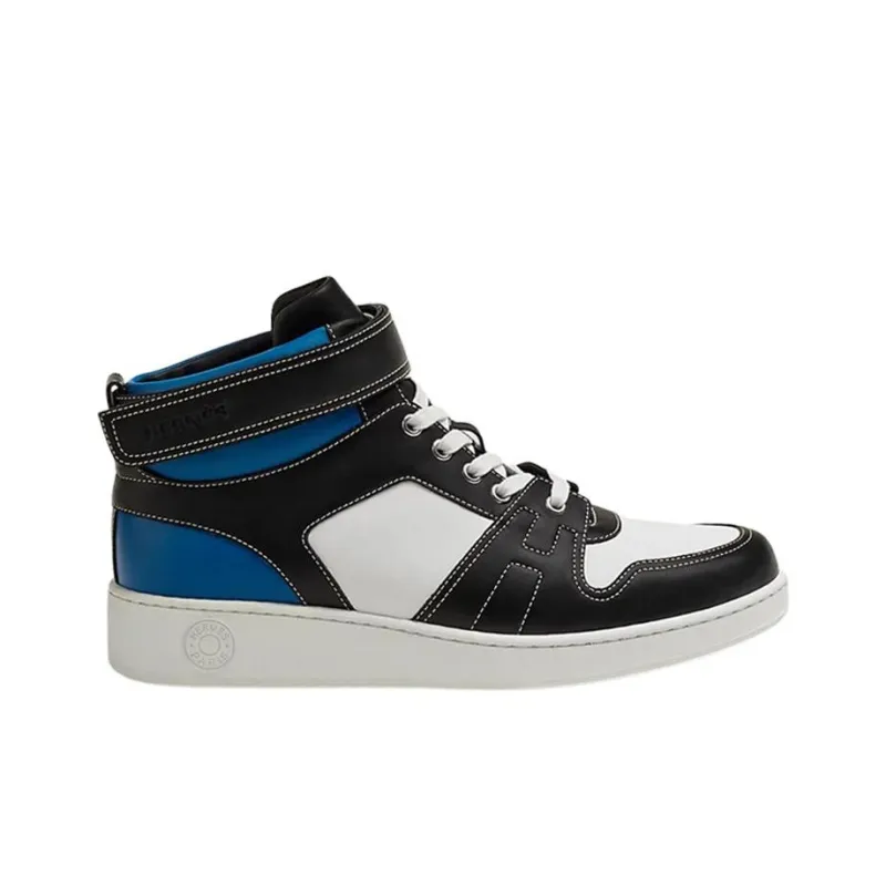 HERMES Freestyle High Top Stylish Skateboarding Shoes Men's Black White Blue-1