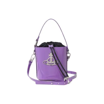 Vivienne Westwood DAISY Cow Leather Bucket Bag, Shoulder Bag, Crossbody Bag, Handbag Women's Purple