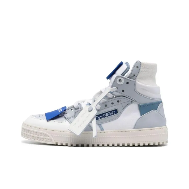 OFF WHITE High Top Skateboard Shoes Men's White Blue-0