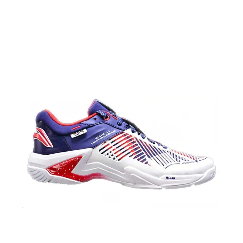 LiNing PRO Cushioned Slip Resistant Abrasion Resistant Low Top Badminton Shoes Unisex White Blue-1
