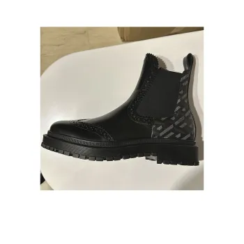 VERSACE La Greca Short Chelsea Boots Men's Black
