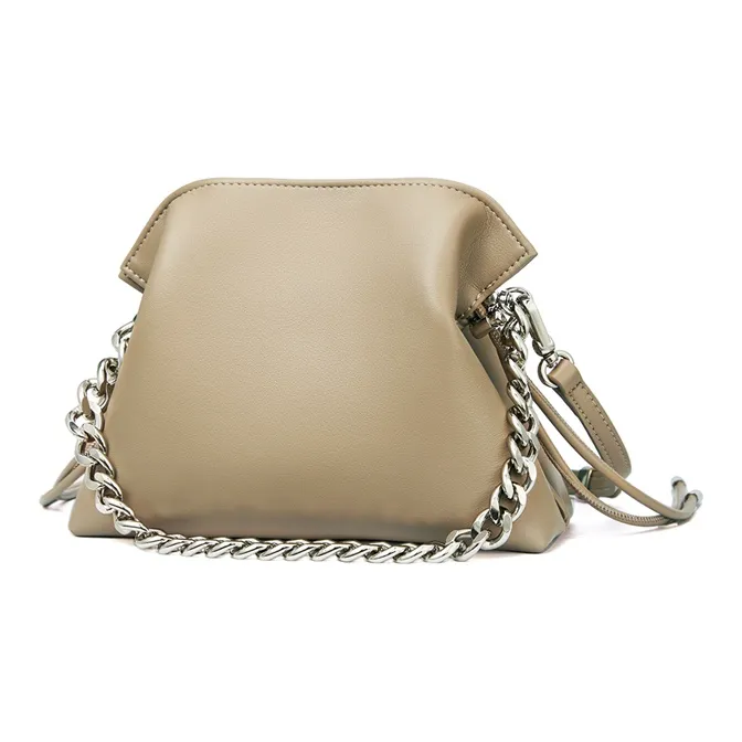 RED DRAGONFLY Cow Split Leather Crossbody Bag, Shoulder Bag Regular Women's Cream Apricot/Black-1