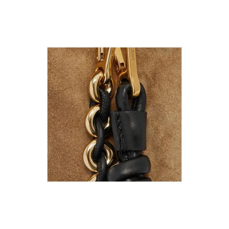 LOEWE Flamenco Nappa Sheepskin One Shoulder Crossbody Clutch Mini Women's Black-7