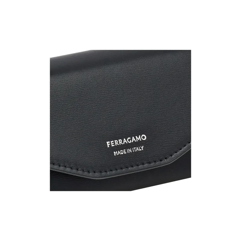 FERRAGAMO Palm Calfskin Clutch Men's Black-3