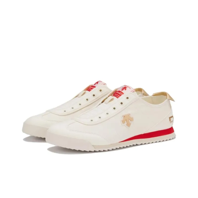 DESCENTE Chron Slip Resistant And Breathable Low Top Casual Shoes Men's White Red-1