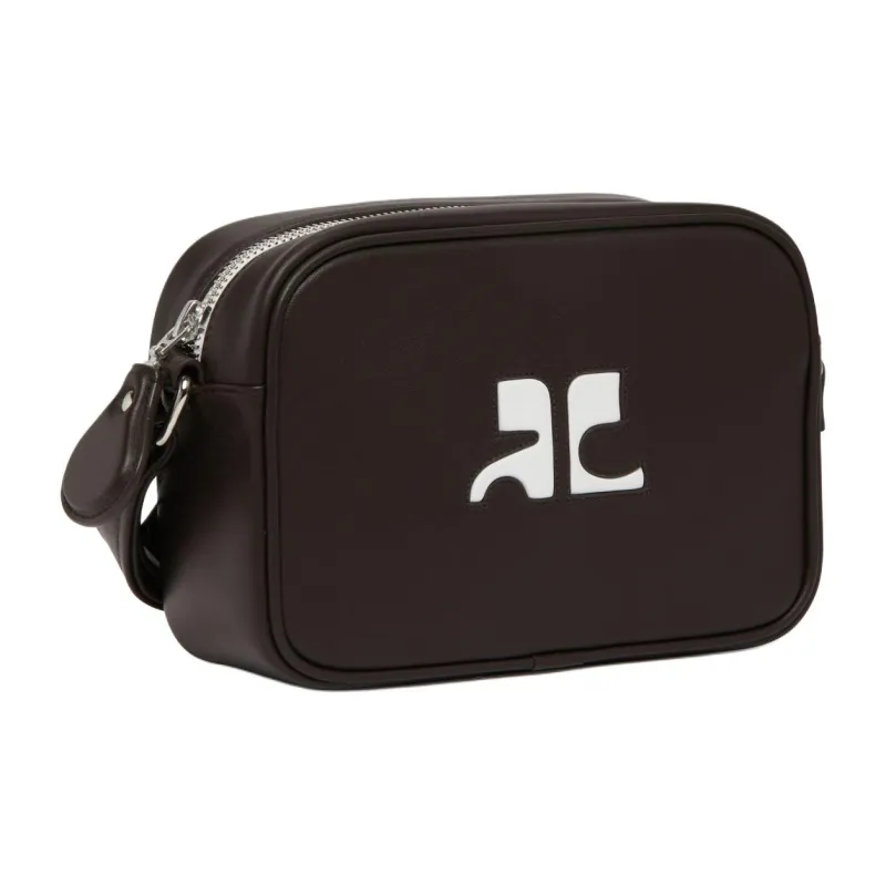 COURREGES Cow Leather Camera Bag One Shoulder Crossbody Women's Black-1