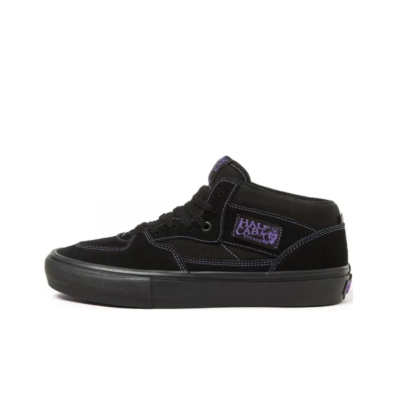 Vans Skate Half Cab Cushioning Wear Resistant Mid Top Skateboard Shoes Unisex Black Purple-0