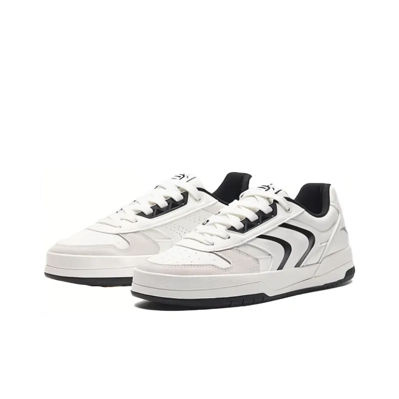 Anta Anti Slip Wear Resistant Low Top Skateboard Shoes Men's Black White-2