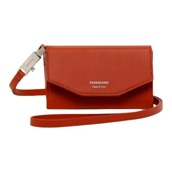 FERRAGAMO Palm Calfskin Clutch Men's Red Terracotta