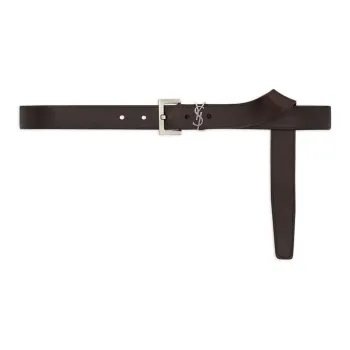 SAINT LAURENT Cassandre Logo Plaque Belt