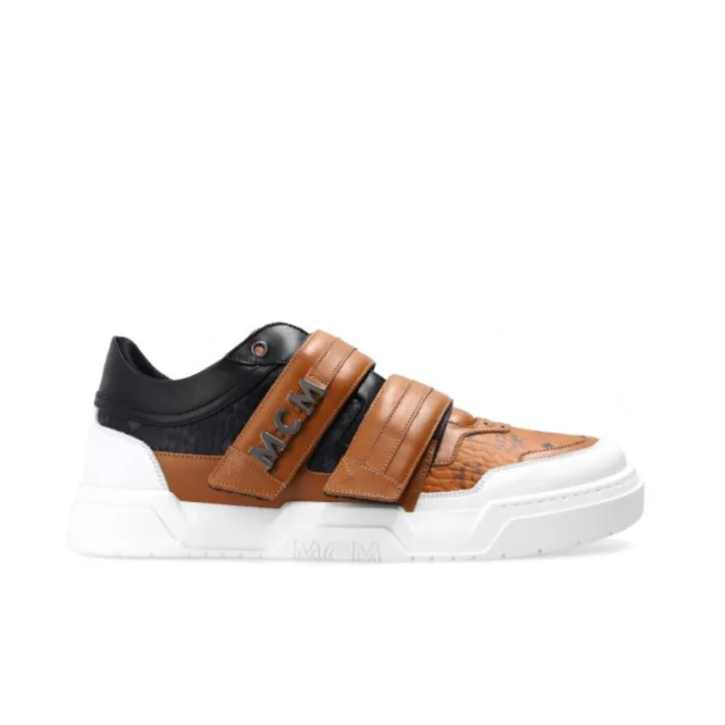 MCM Skyward Visetos Low Top Stylish Skateboarding Shoes Men's Cognac-1