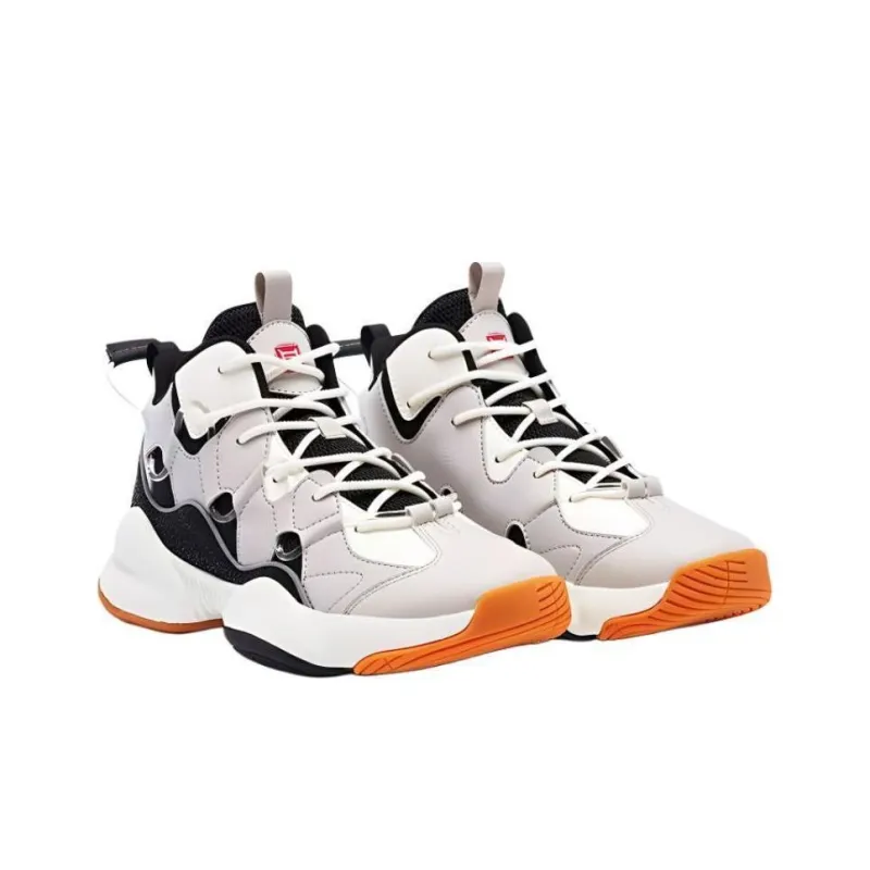 QIAODAN Cushioning Anti Slip And Wear Resistant Mid Top Basketball Shoes Women's Black White-3