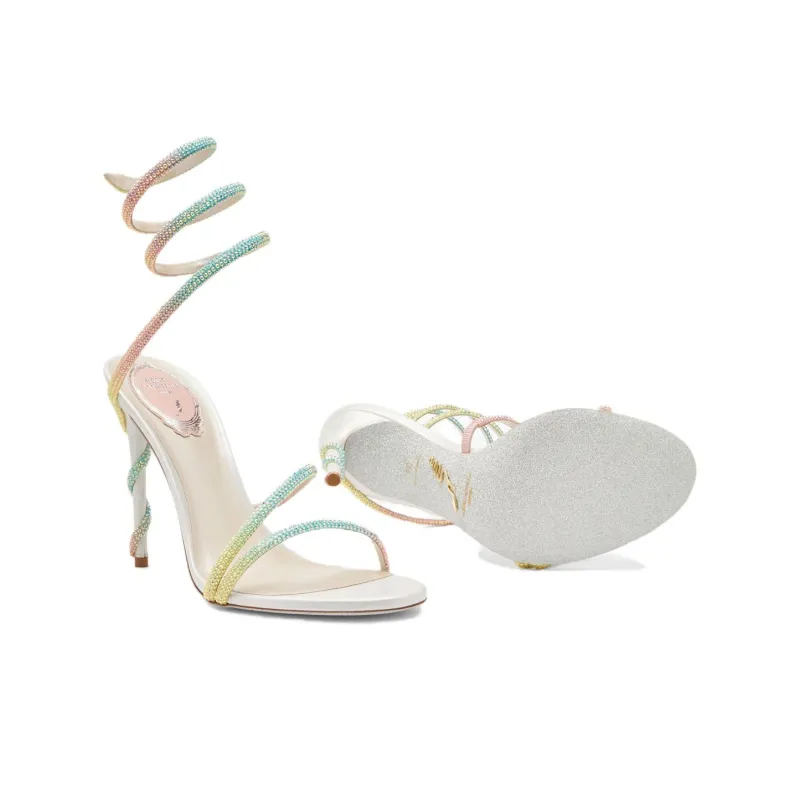 RENE CAOVILLA One Strap Sandals 10.5cm Women's White-4
