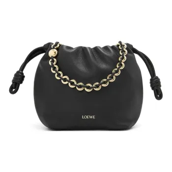 LOEWE Flamenco Nappa Sheepskin One Shoulder Crossbody Clutch Mini Women's Black