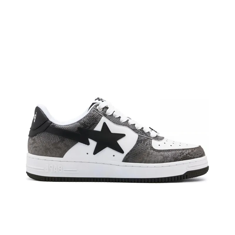 A BATHING APE STA Wear Resistant Low Top Skateboard Shoes Women's Black White-1