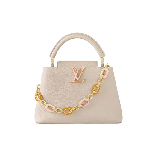 LOUIS VUITTON Capucines Leather Kapusin Crossbody Tote Bag Over One Shoulder Mini Women's Quartz Gray
