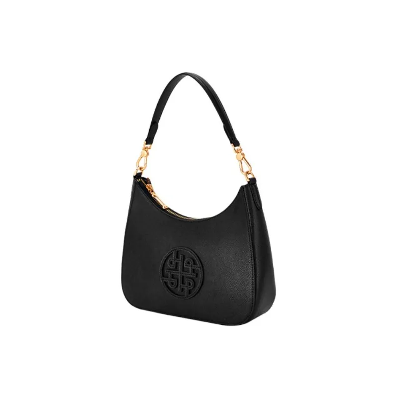 Hush Puppies Special Textured Cow Leather Crossbody Shoulder Bags Women's Black-1