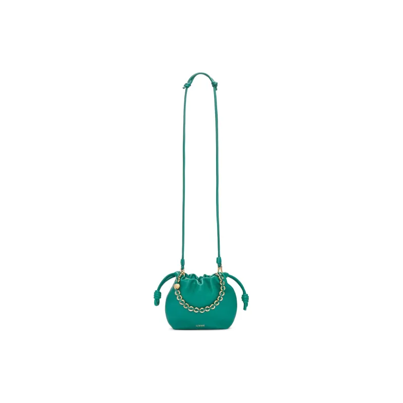 LOEWE Flamenco Nappa Sheepskin One Shoulder Crossbody Clutch Mini Women's Jadeite Green-6