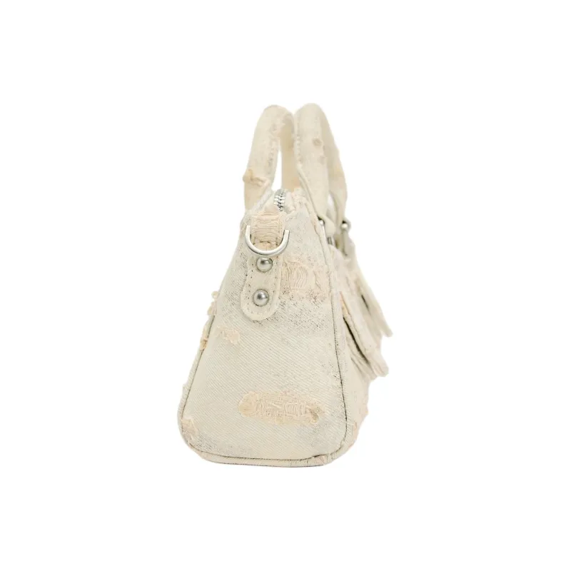 ZARA Cotton Shoulder Bag Crossbody Bag Handbag Small Size Women's Ecru-3
