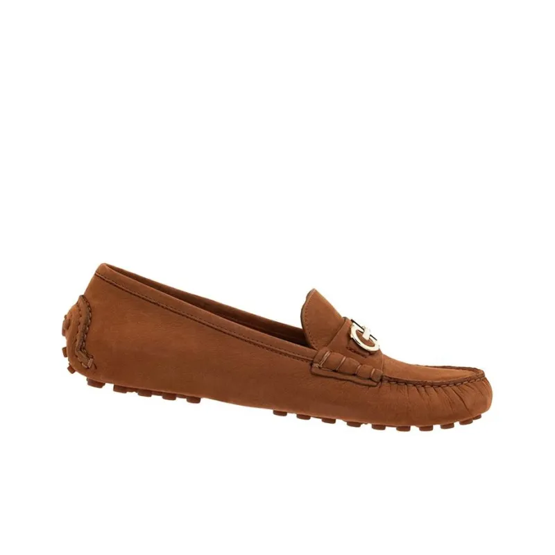 FERRAGAMO GANCINI Gommino Loafers Women's Tan-1