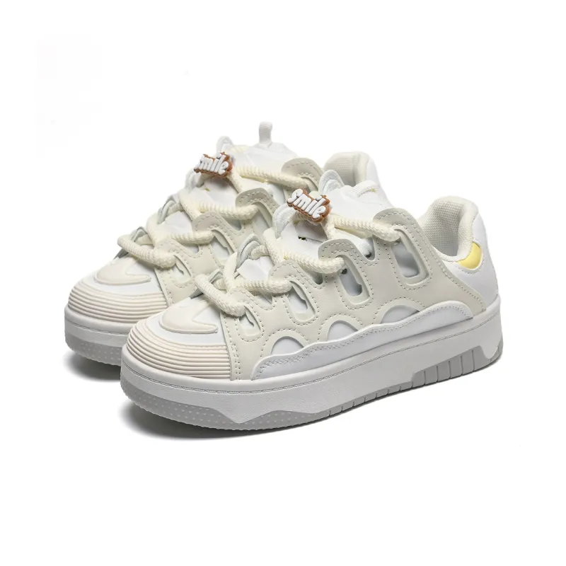 Anime Story Abrasion Resistant Breathable Slip Resistant Low Top Skateboard Shoes Women's White-3