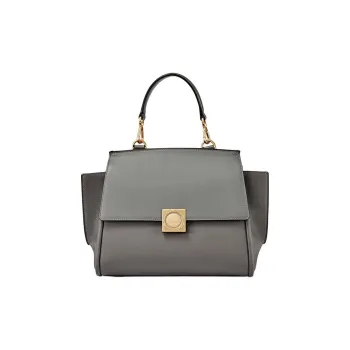 DISSONA Cow Leather Handbag, Shoulder Bag Large Size Women's Dark Gray