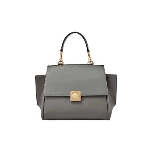 DISSONA Cow Leather Handbag, Shoulder Bag Large Size Women's Dark Gray