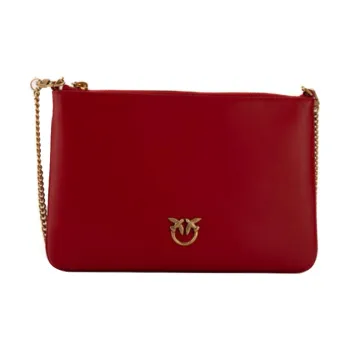 PINKO Cow Leather One Shoulder Clutch Women's Red