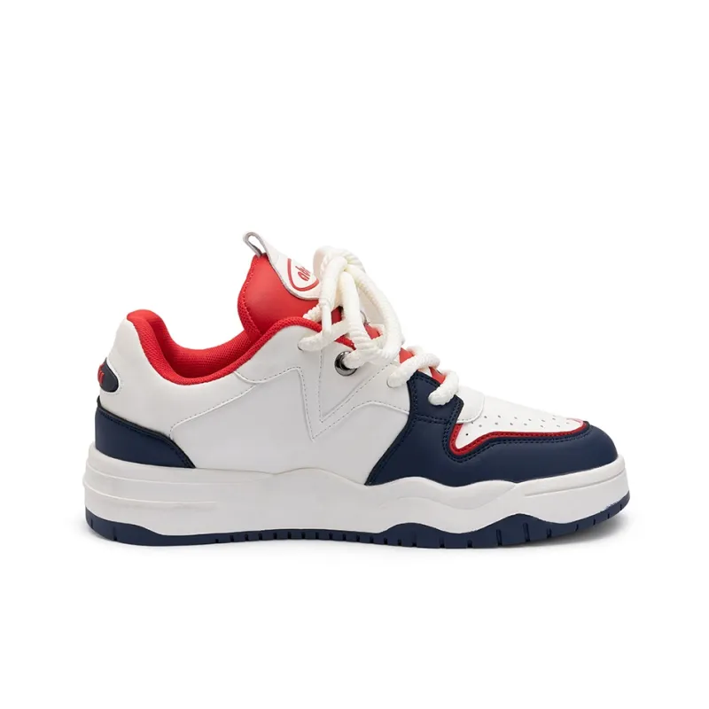 Seattle Palm Anti Slip Wear Resistant Low Top Skateboard Shoes Unisex White Blue Red-1