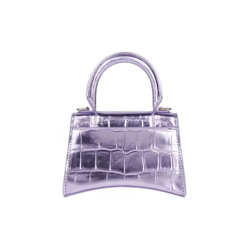 Balenciaga Hourglass Cow Leather Hourglass Bag Handbag Shoulder Bag Crossbody Bag Mini Women's Purple-3
