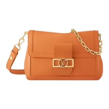 LOUIS VUITTON Dauphine Leather Daphne Shoulder Crossbody Bag Medium Size Women's Orange