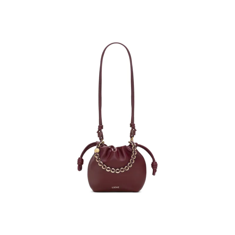 LOEWE Flamenco Nappa Sheep Leather One Shoulder Crossbody Clutches Mini Women's Deep Burgundy Red-5