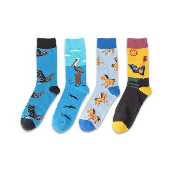 Flowers In Water Mid-Calf Socks Men's 4 Pack