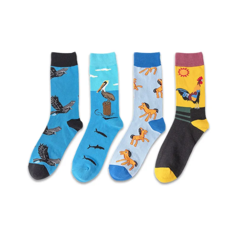 Flowers In Water Mid Calf Socks Men's 4 Pack-0