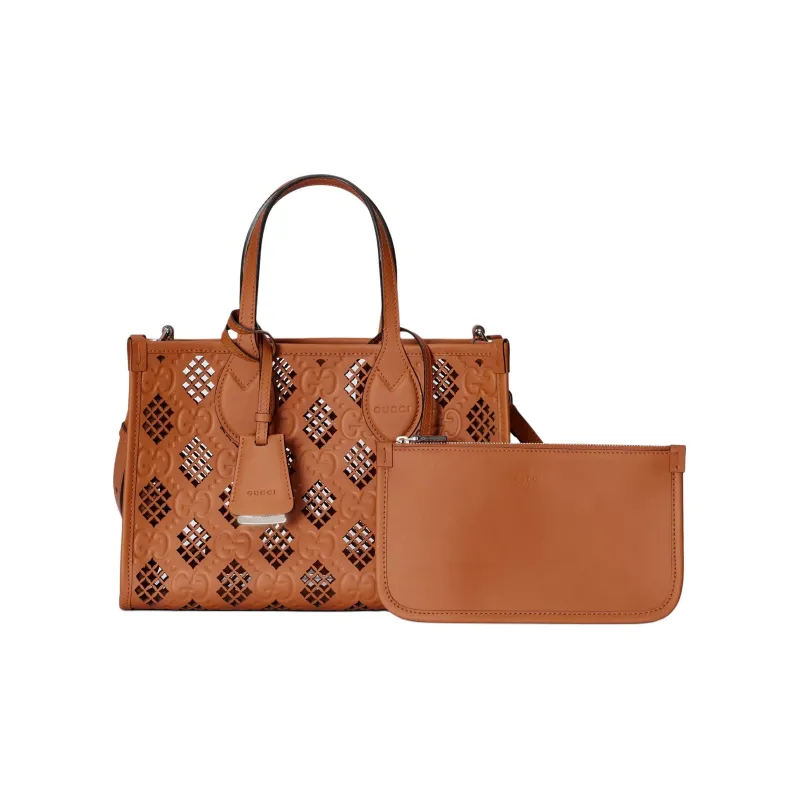 GUCCI Ophidia Leather Tote Bag Shopping Bag Handbag Small Size Women's Light Brown-1