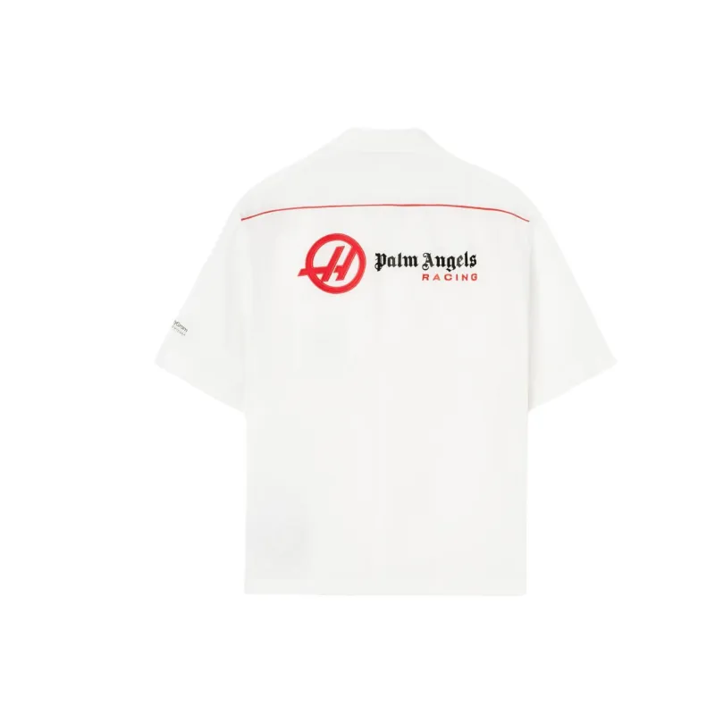 PALM ANGELS X Haas F1 Team Linen Bowling Shirt-1