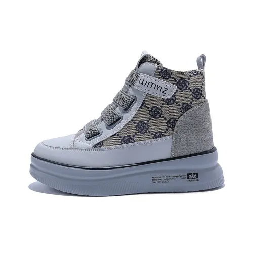 Junjali Abrasion Resistant Lightweight Height Increasing Thermal High Top Casual Shoes 6cm Women's White Gray