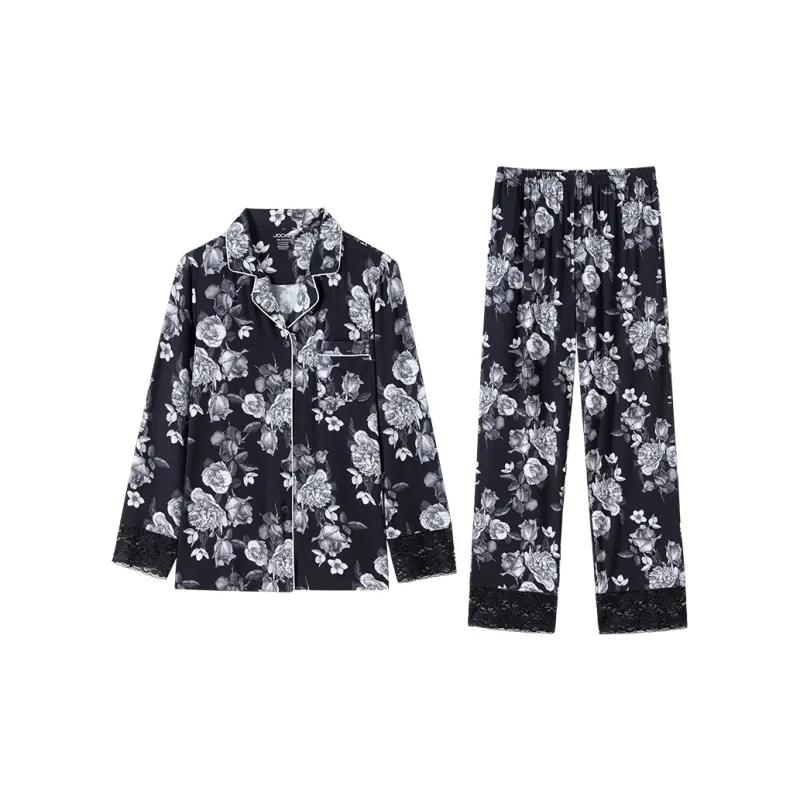 JOCKEY Pajama Set Women's Black And White Print-0