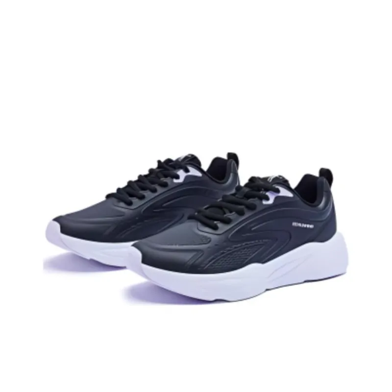 QIAODAN Cushioned Slip Resistant Low Top Running Shoes Women's Black White-2