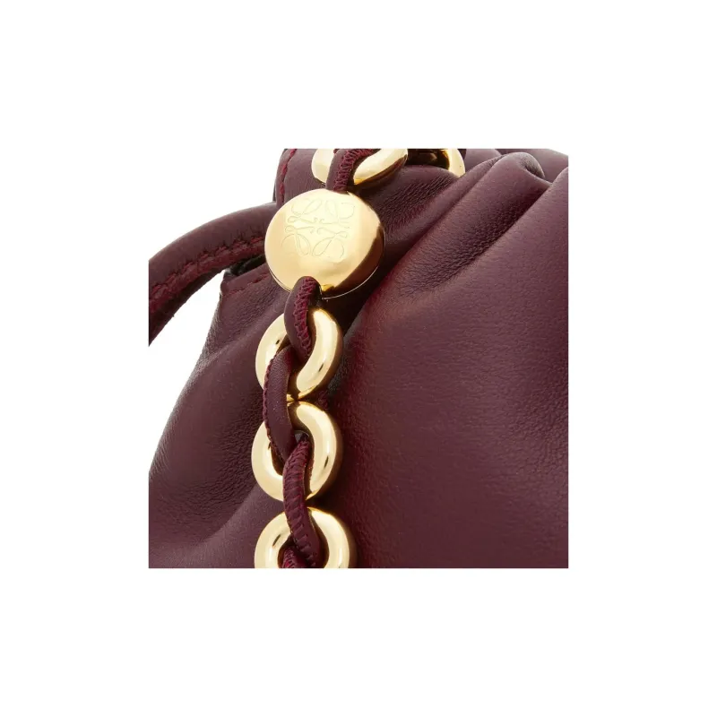 LOEWE Flamenco Soft Nappa Sheep Leather One Shoulder Crossbody Clutch Medium Size Women's Dark Burgundy Red-8