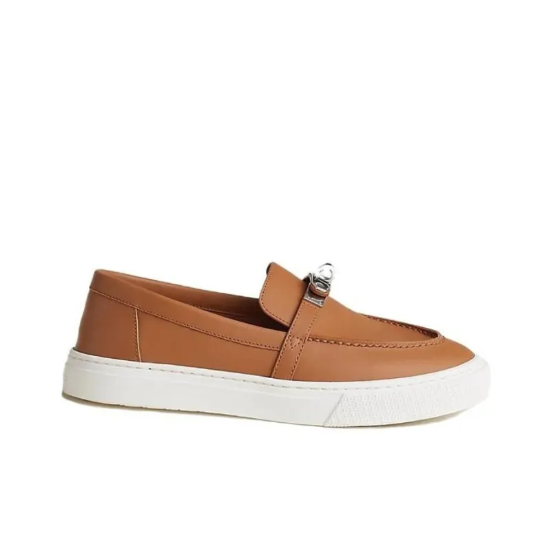 HERMES Calfskin Women's Casual Shoes Women's Khaki, Black-1