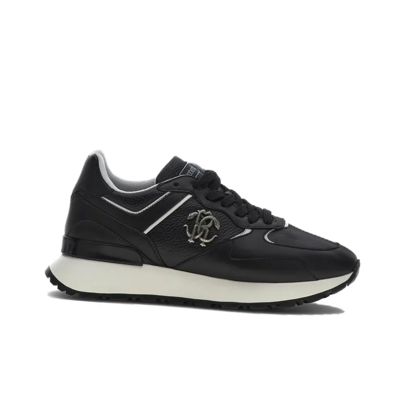 Roberto Cavalli Mirror Snake-embellished Leather Sneakers-1